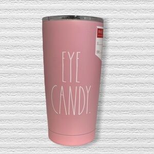 RAE DUNN INSULATED STAINLESS STEEL 17 oz PINK TUMBLER “EYE CANDY “